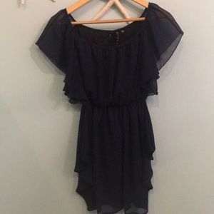 Navy blue ruffled mini dress